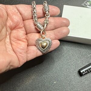Silver and Gold Heart Pendant Necklace